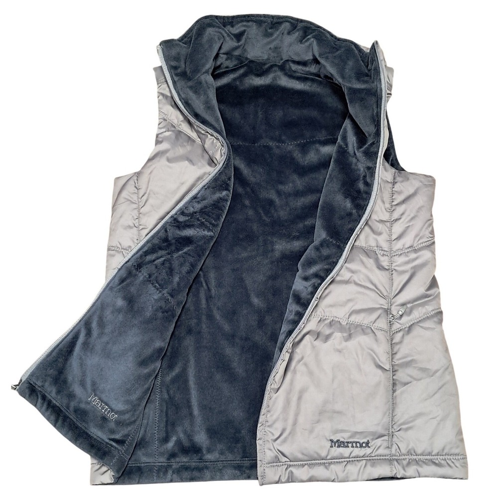 Marmot Reversible Fleece Lined Puffer Vest Grey Size Small - Picture 5 of 7